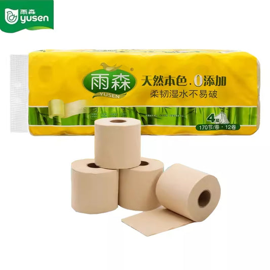 Yusen 4-laagse Bamboe Toiletpapier, 24 Rollen, 100% natuurlijke bamboepulp, Bamboo Toilet Paper